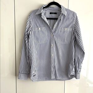 LAUREN Ralph Lauren Navy and White Striped Button Down Shirt
